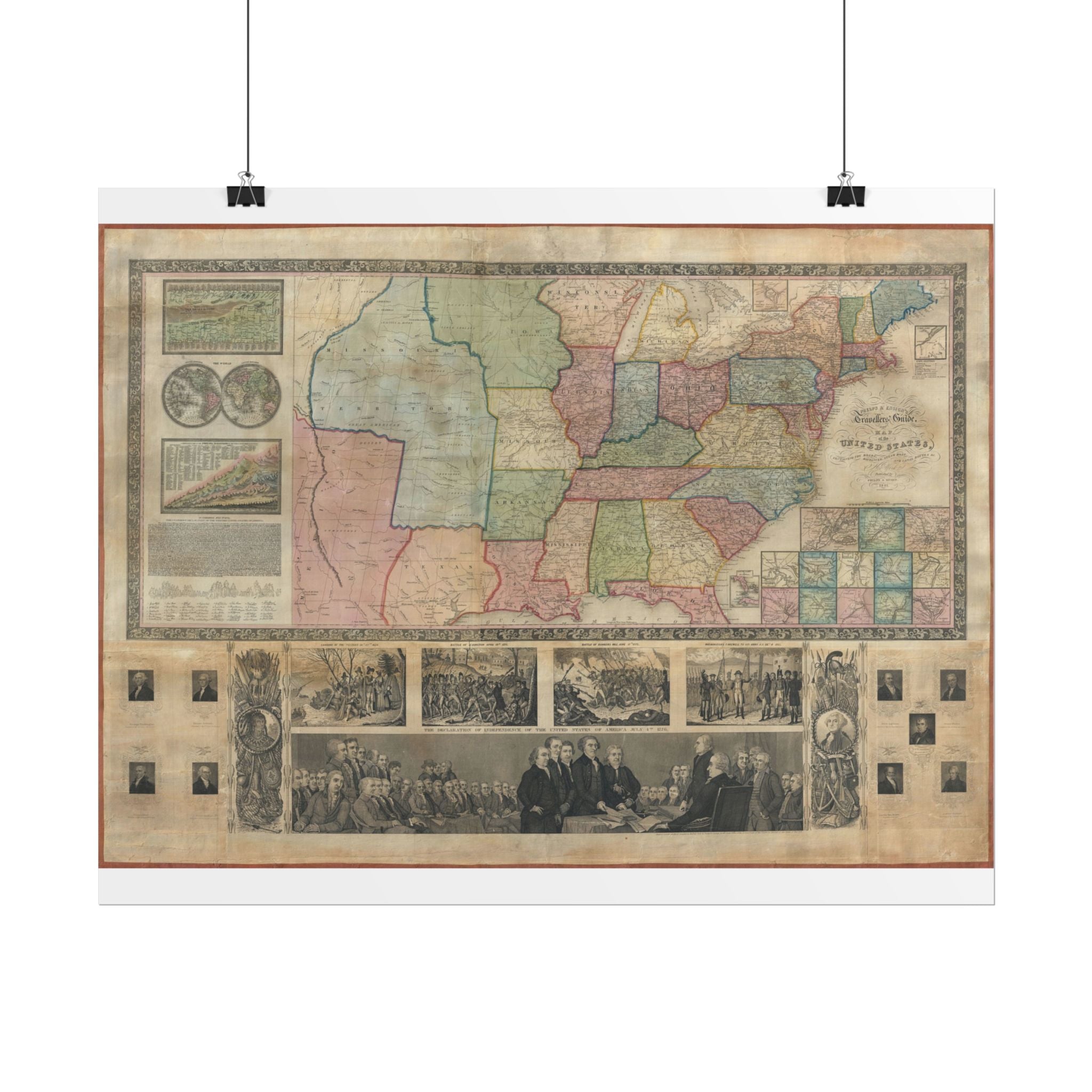United States of America Historic Map (c. 1841) Rolled Poster | Vintage Map Wall Art