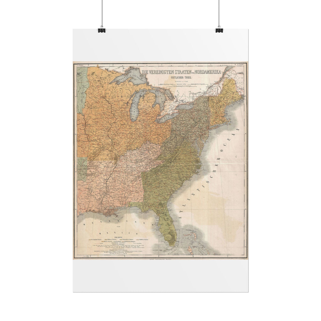 United States of America Historic Map (c. 1886) Rolled Poster | Vintage Map Wall Art
