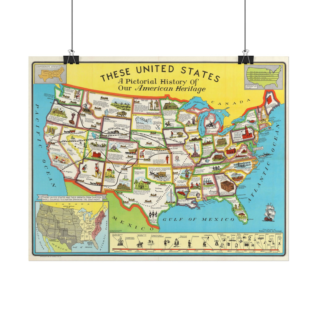 United States of America Historic Map (c. 1949) Rolled Poster | Vintage Map Wall Art