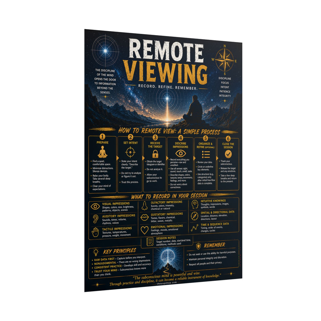 Remote Viewing Training Poster — Step-by-Step Guide Wall Art