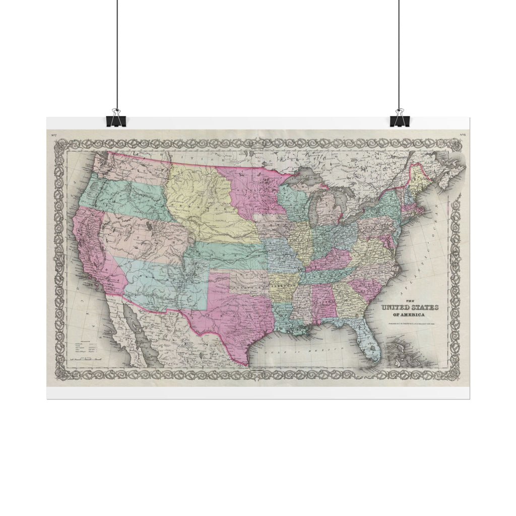 United States of America Historic Map (c. 1856) Rolled Poster | Vintage Map Wall Art