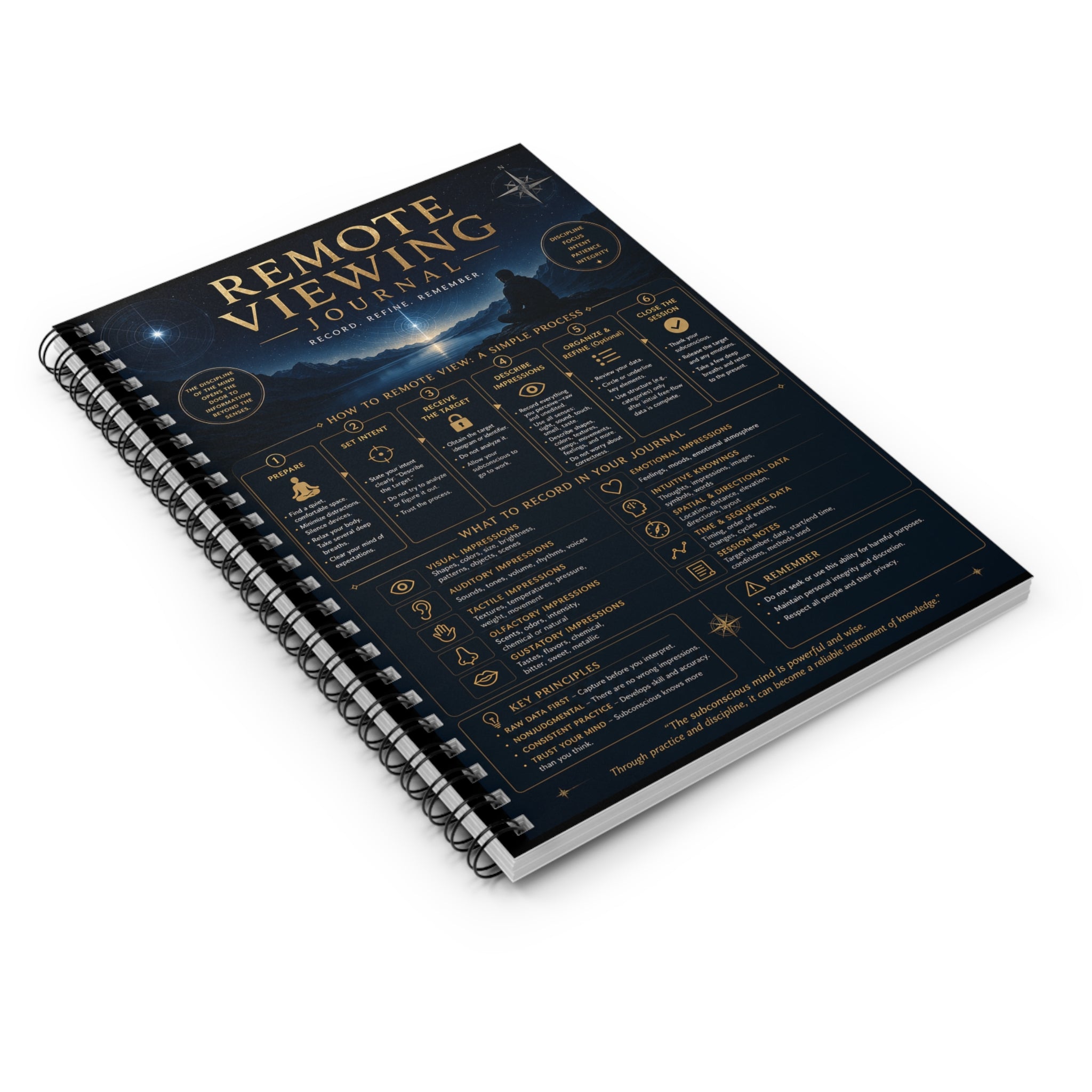 Remote Viewing (RV) Journal Spiral Notebook — Guided Ruled Notebook for Psychic Practice & Intuitive Training