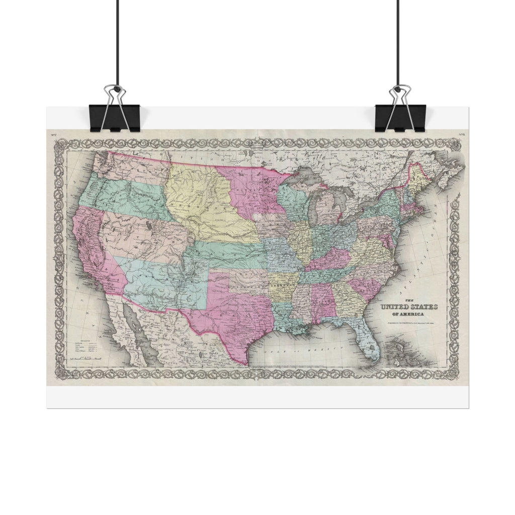 United States of America Historic Map (c. 1856) Rolled Poster | Vintage Map Wall Art