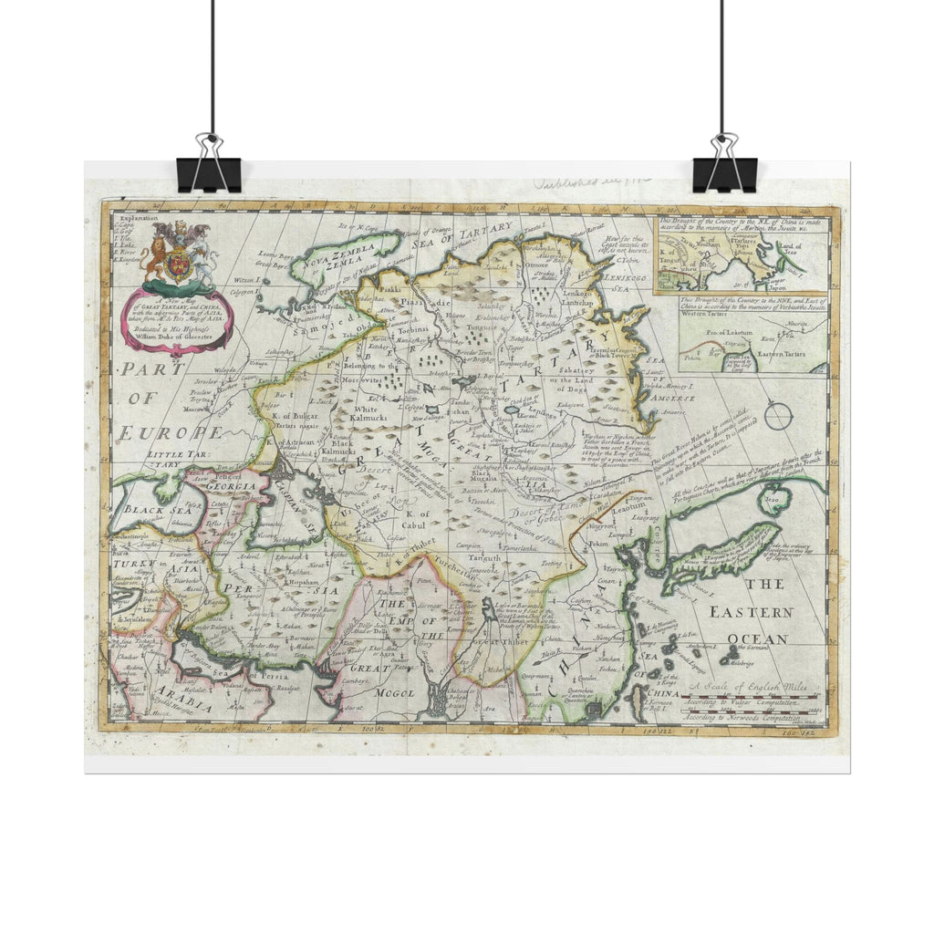 Tartary and China Historic Map (c.1712) Rolled Poster | Vintage Map Wall Art