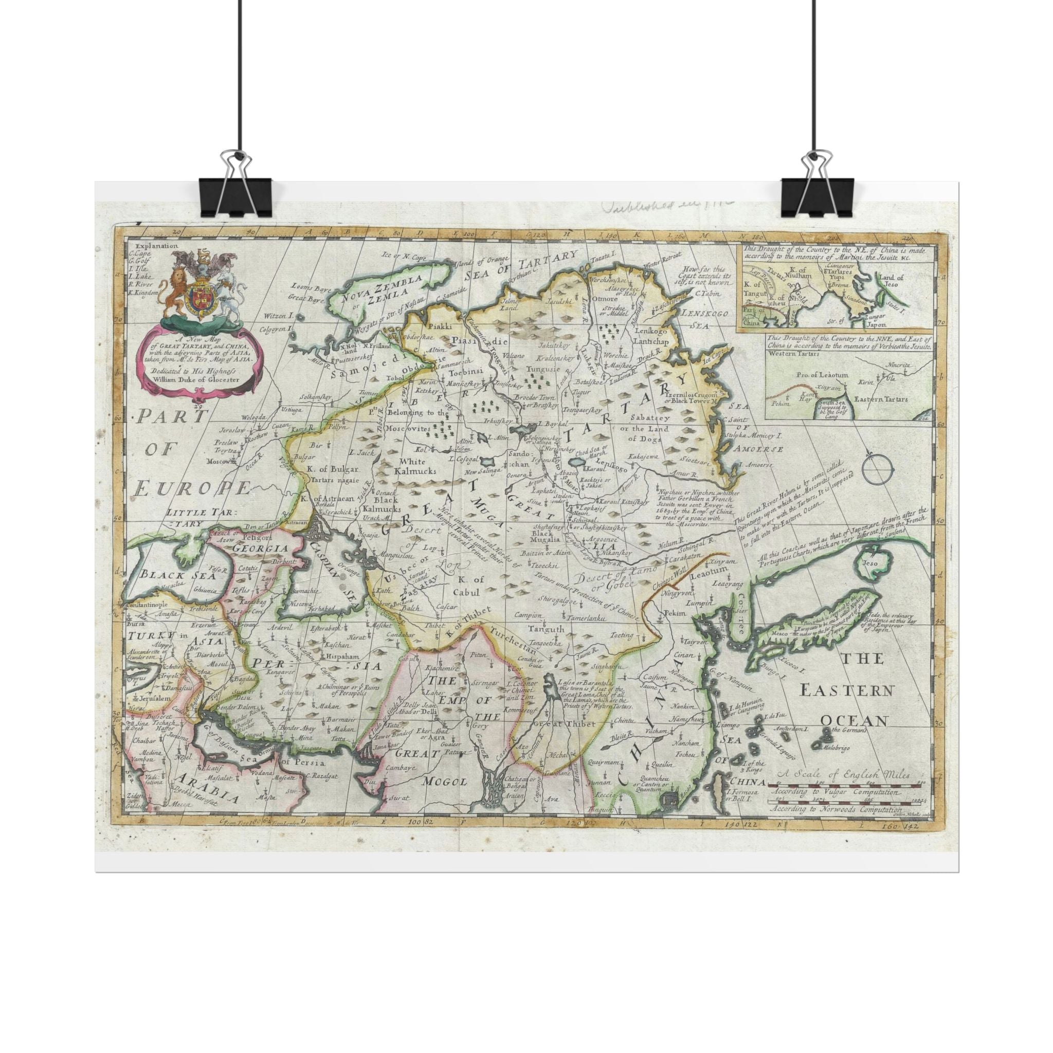 Tartary and China Historic Map (c.1712) Rolled Poster | Vintage Map Wall Art