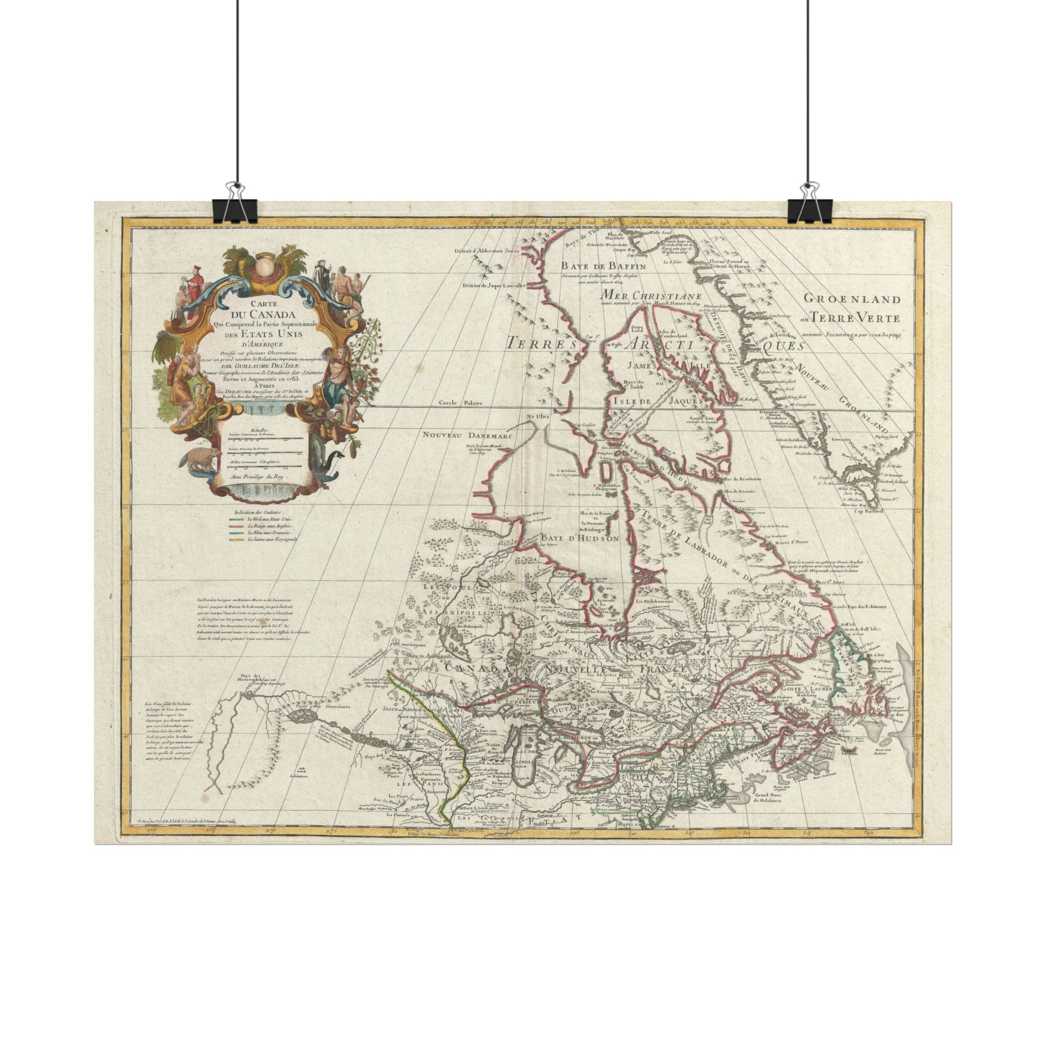 United States of America & Canada Historic Map (c. 1783) Rolled Poster | Vintage Map Wall Art