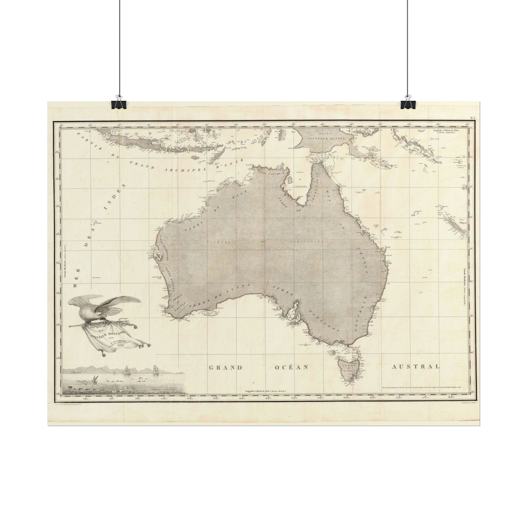Australia Historic Map (c. 1811) Rolled Poster | Vintage Map Wall Art
