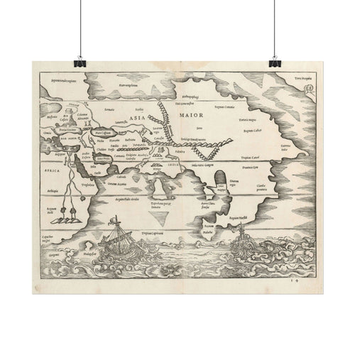Asia Minor Historic World Map (c. 1538) Rolled Poster | Antique Vintage Map Wall Art