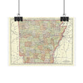 Arkansas Historic Map (c. 1893) Rolled Poster | Antique State Map Wall Art