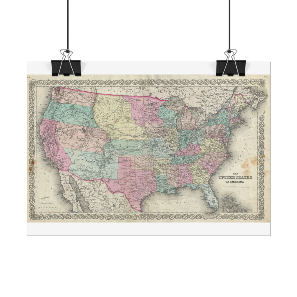 United States of America Historic Map (c. 1856) Rolled Poster | Vintage Map Wall Art