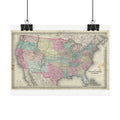 United States of America Historic Map (c. 1856) Rolled Poster | Vintage Map Wall Art