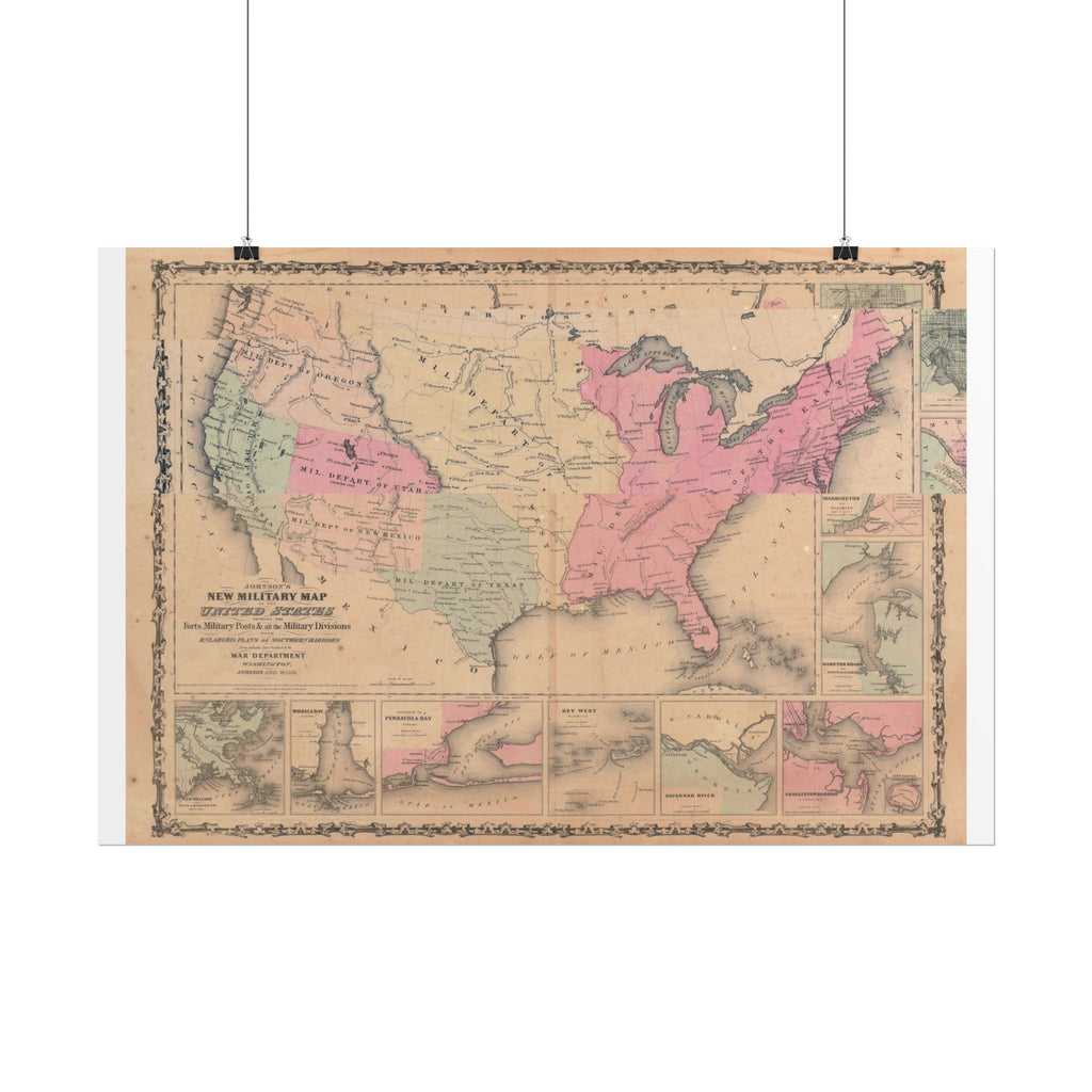 United States of America Historic Military Map (c. 1862) Rolled Poster | Vintage Map Wall Art