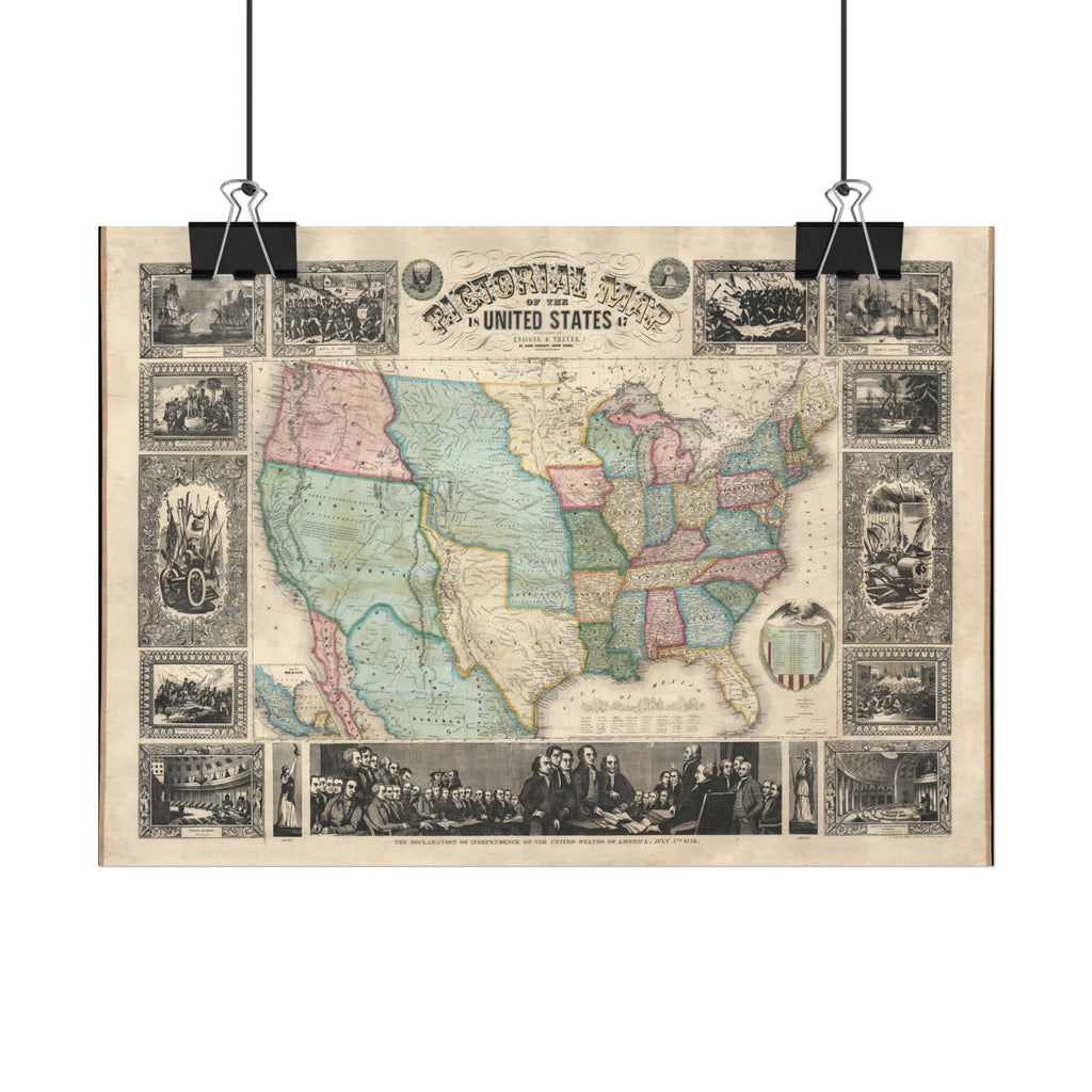 United States of America Historic Map (c. 1847) Rolled Poster | Vintage Map Wall Art
