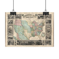 United States of America Historic Map (c. 1847) Rolled Poster | Vintage Map Wall Art