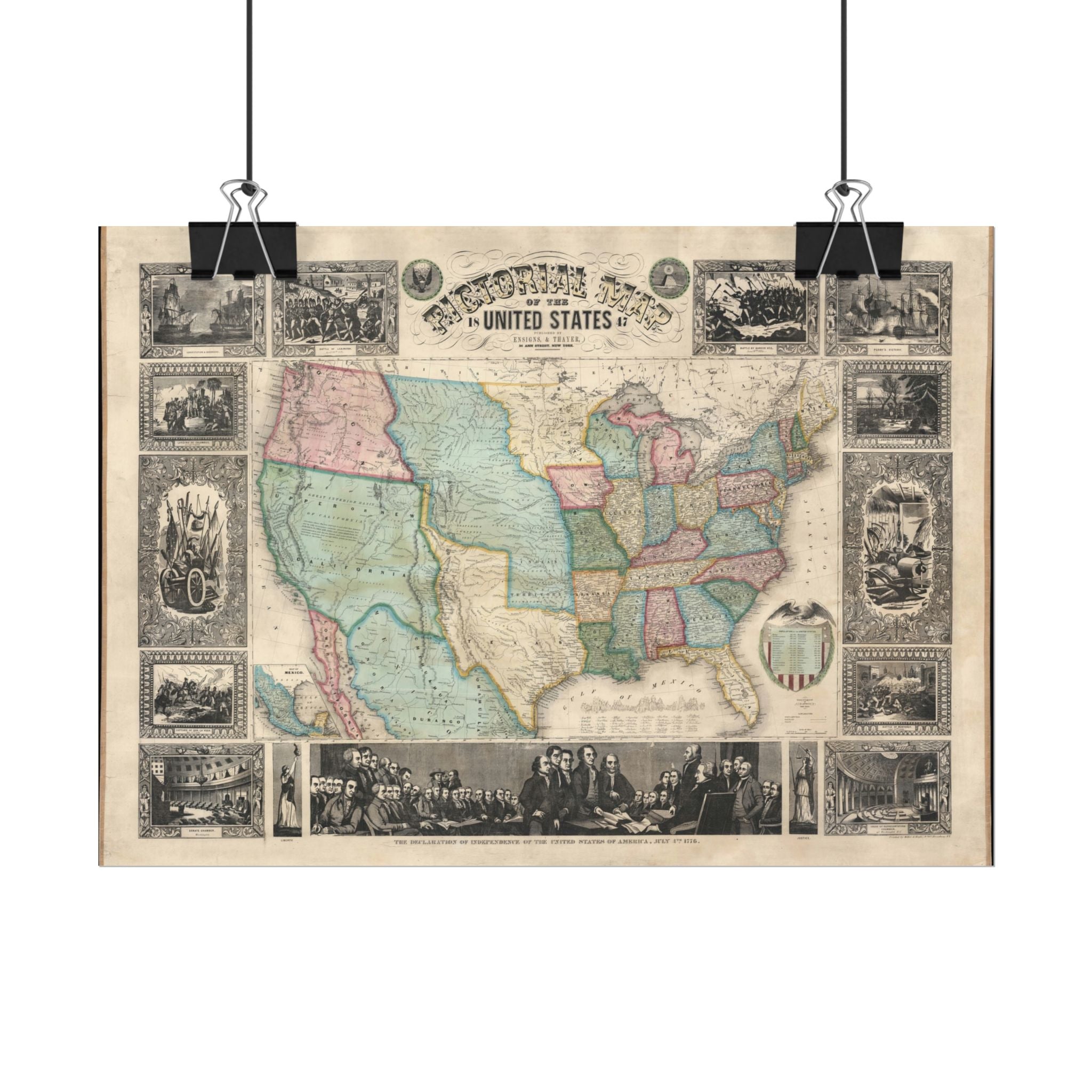 United States of America Historic Map (c. 1847) Rolled Poster | Vintage Map Wall Art