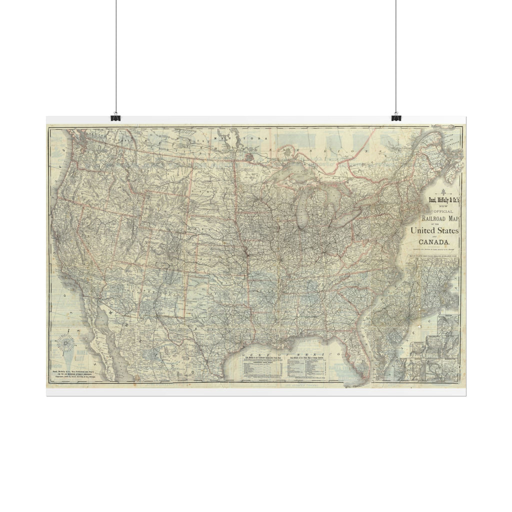 United States of America Historic Map (c. 1883) Rolled Poster | Vintage Map Wall Art