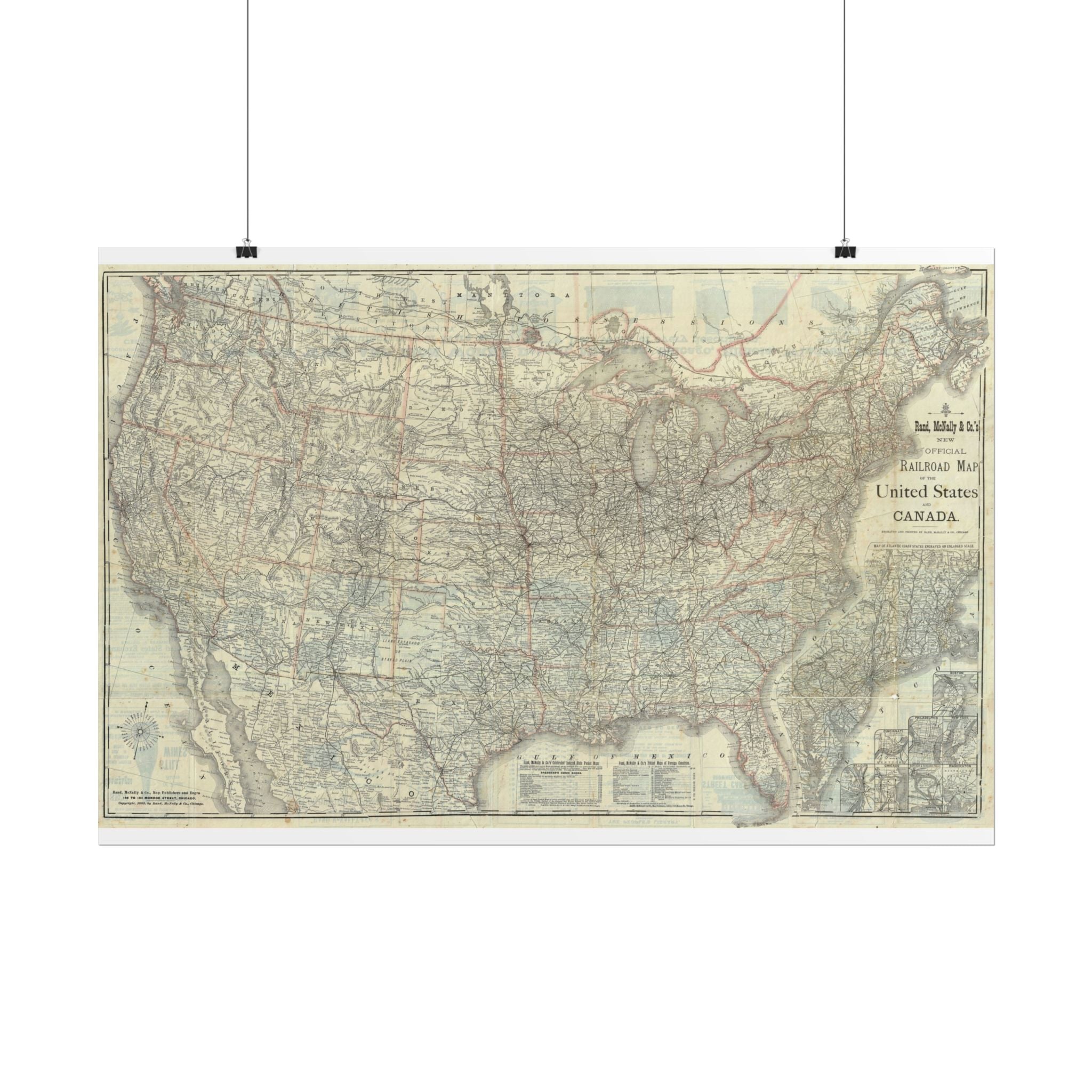 United States of America Historic Map (c. 1883) Rolled Poster | Vintage Map Wall Art