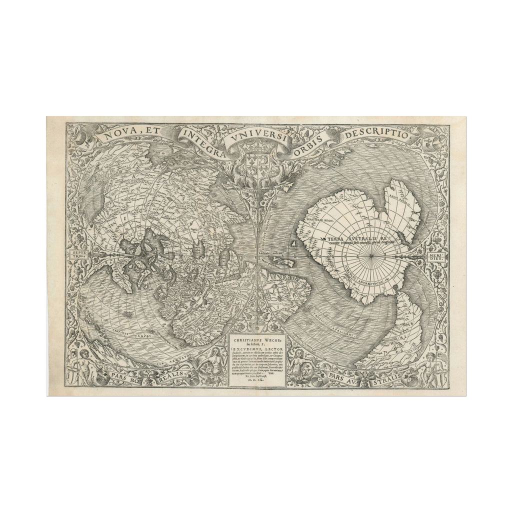 World Atlas Historic Map (c. 1540) Rolled Poster | Vintage Map Wall Art