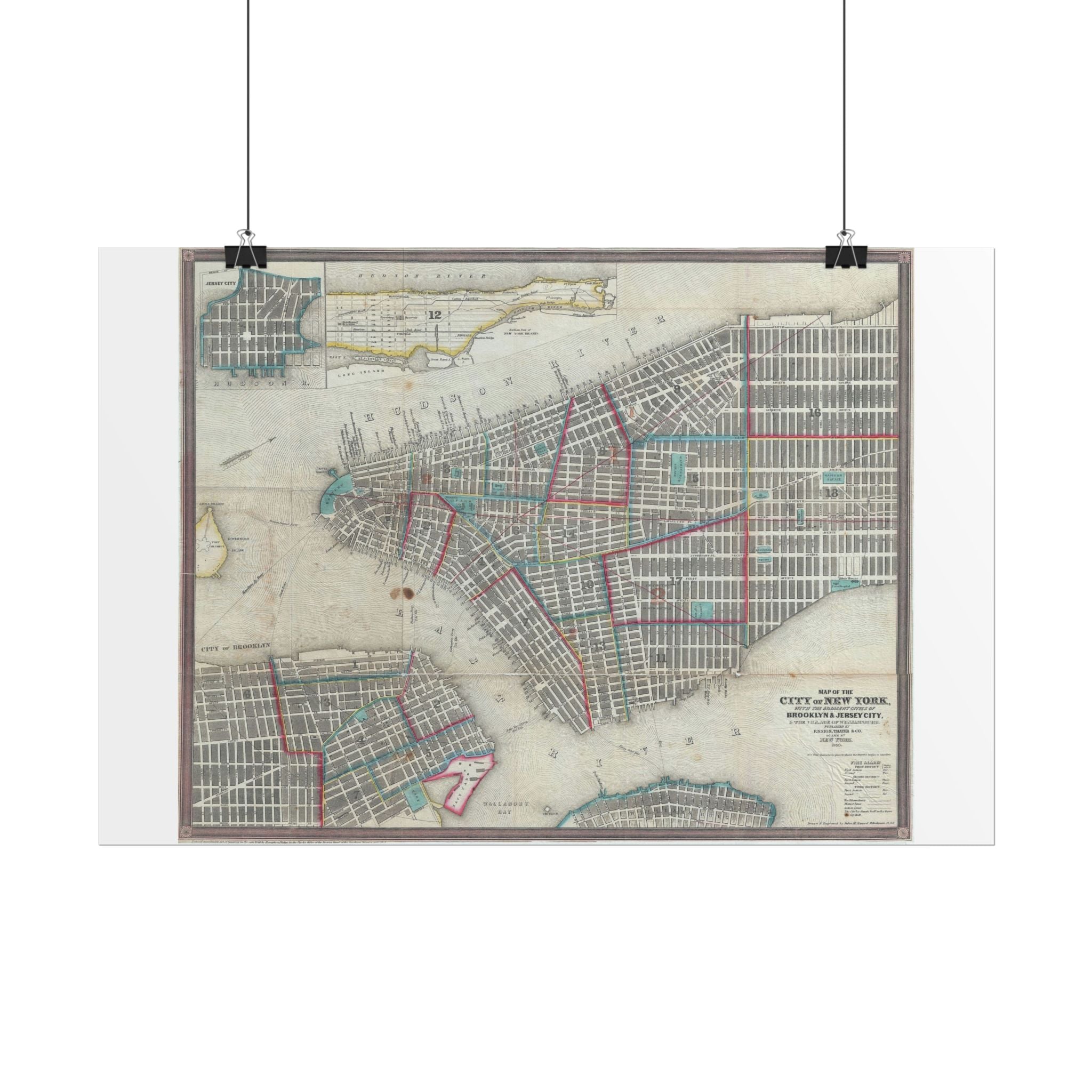 New York City (c. 1850) Historic City Map Rolled Poster | Vintage Map Wall Art