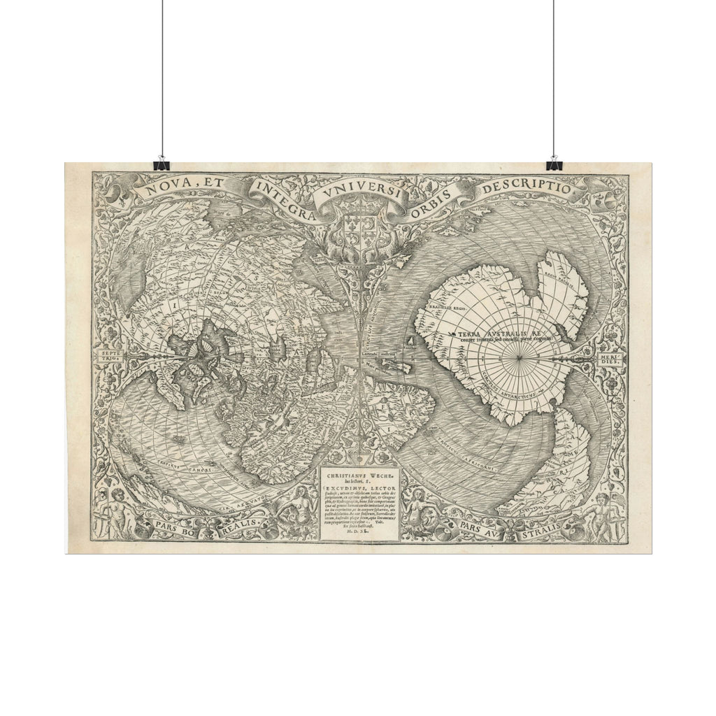 World Atlas Historic Map (c. 1540) Rolled Poster | Vintage Map Wall Art