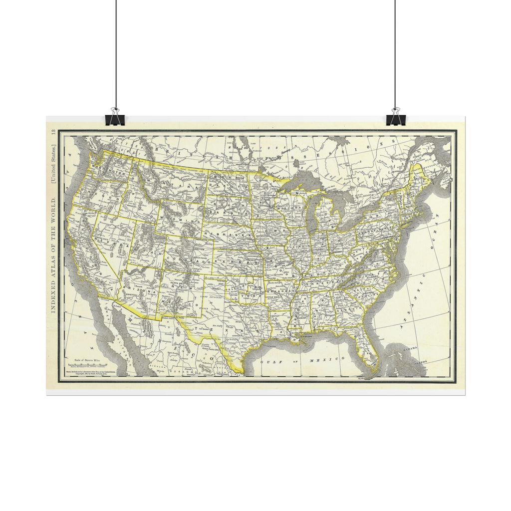 United States of America Historic Map (c. 1893) Rolled Poster | Vintage Map Wall Art