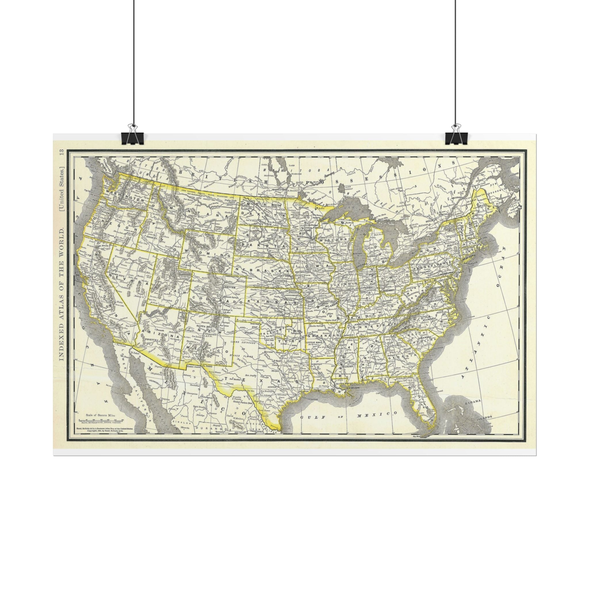 United States of America Historic Map (c. 1893) Rolled Poster | Vintage Map Wall Art