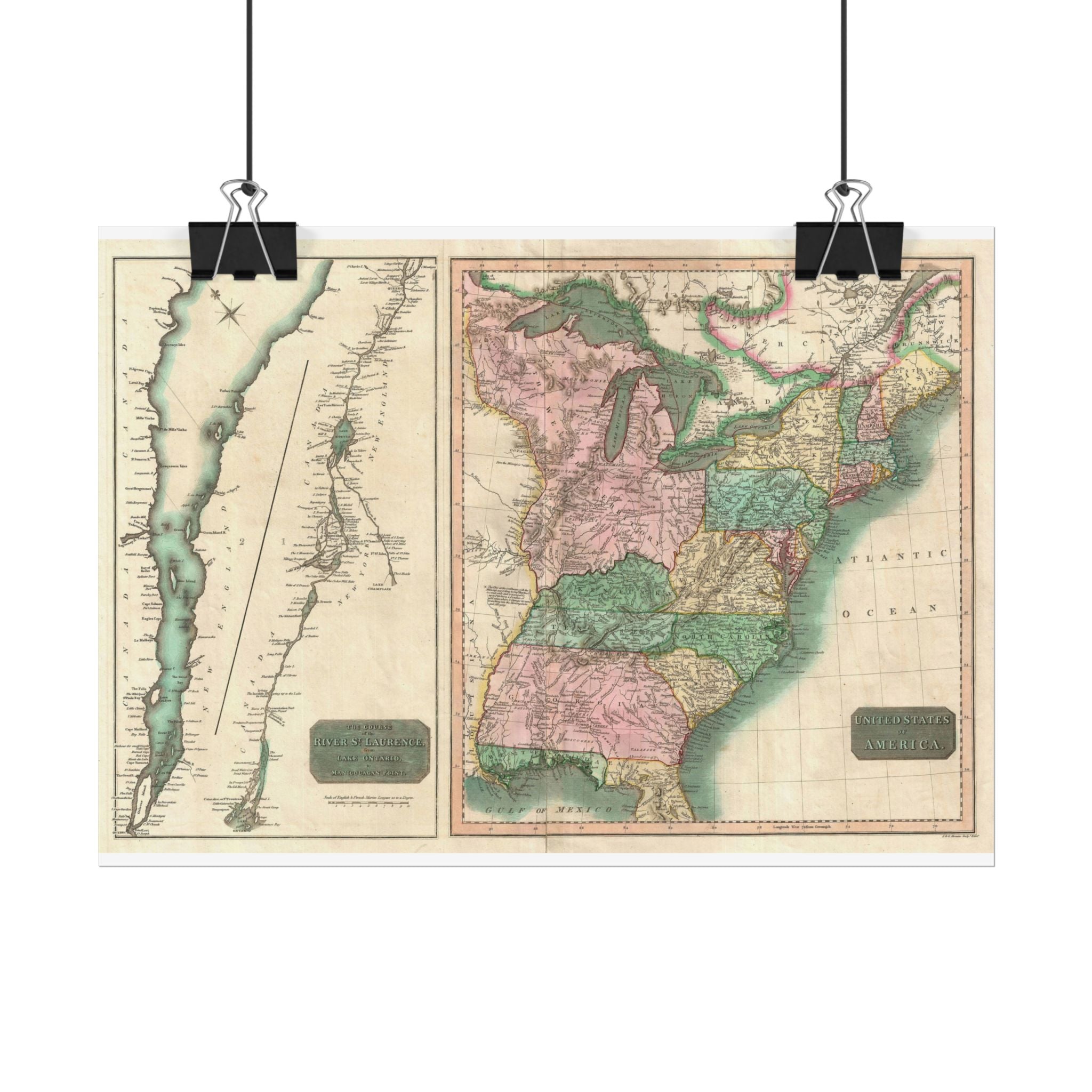 United States of America Historic Map (c. 1814) Rolled Poster | Vintage Map Wall Art