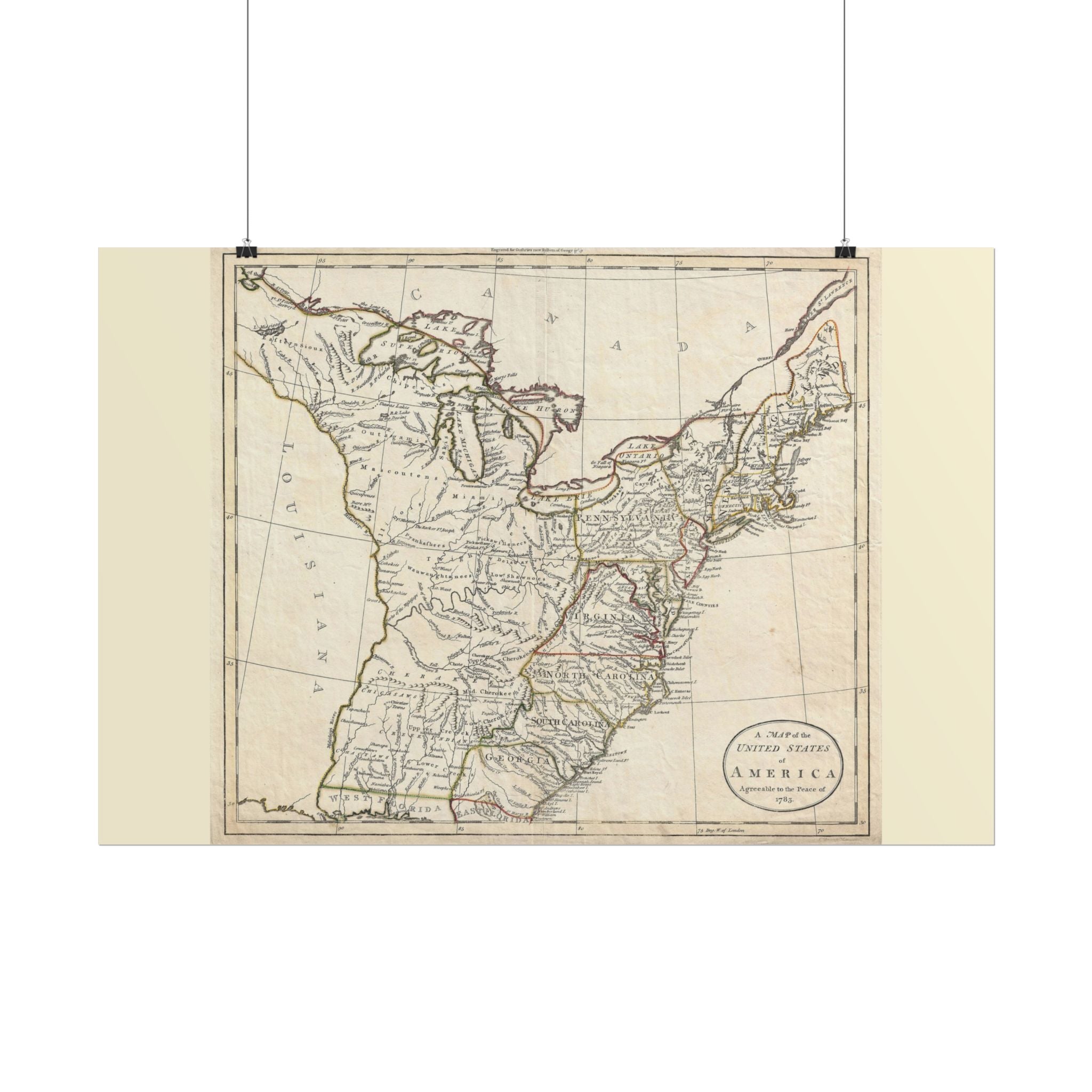 United States of America Historic Map (c. 1783) Rolled Poster | Antique Map Wall Art