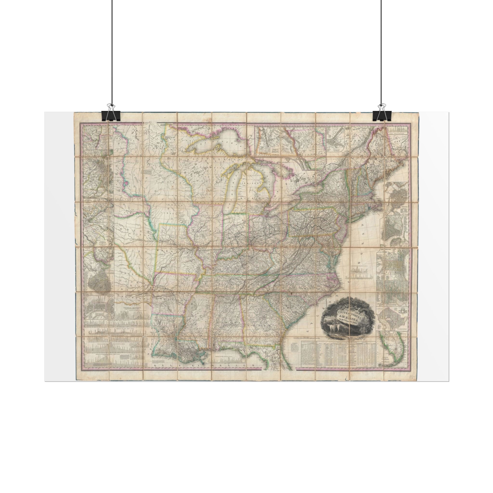 United States of America Historic Map (c. 1829) Rolled Poster | Vintage Map Wall Art