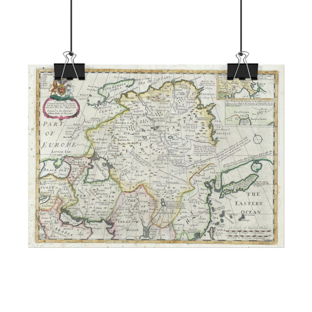 Tartary and China Historic Map (c.1712) Rolled Poster | Vintage Map Wall Art
