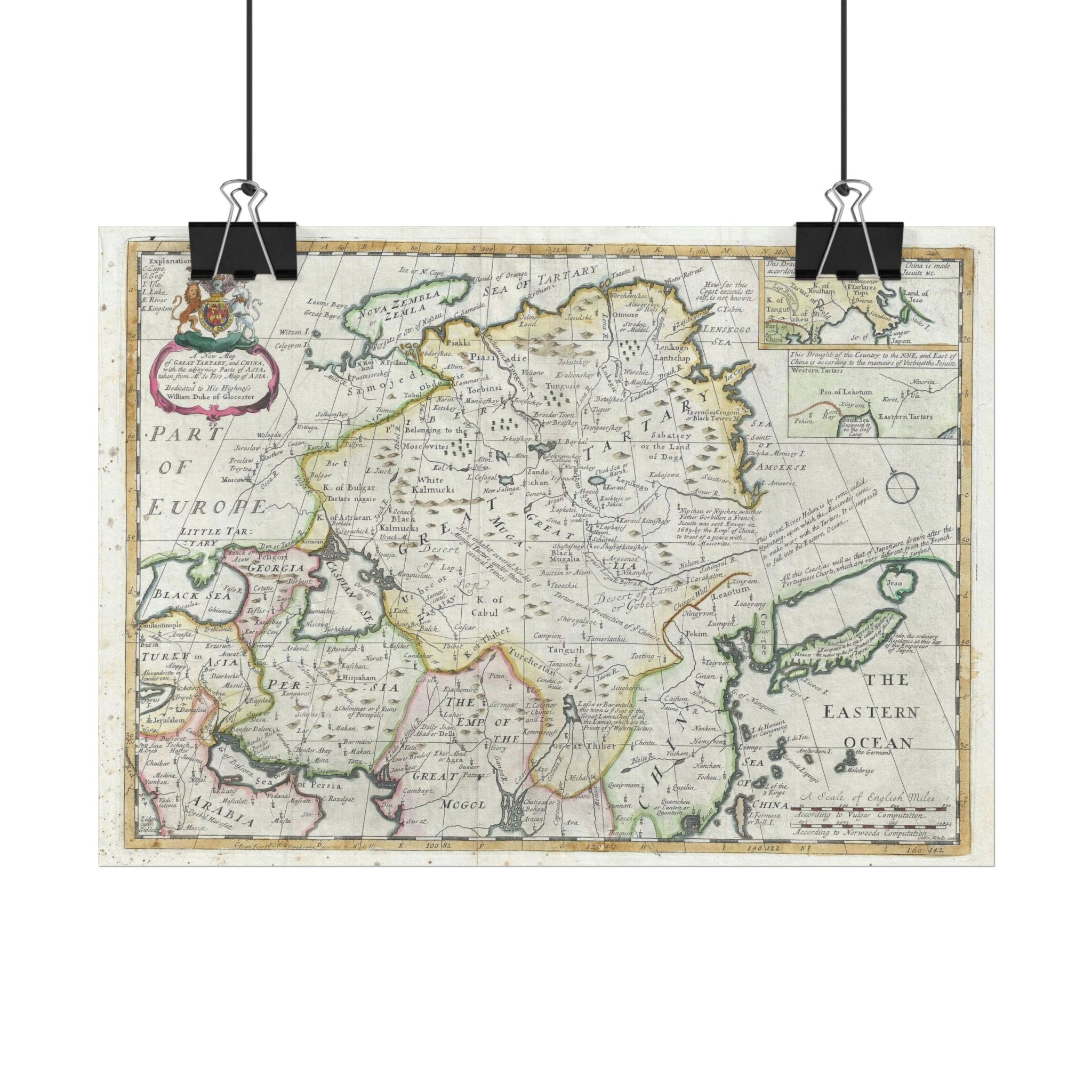 Tartary and China Historic Map (c.1712) Rolled Poster | Vintage Map Wall Art