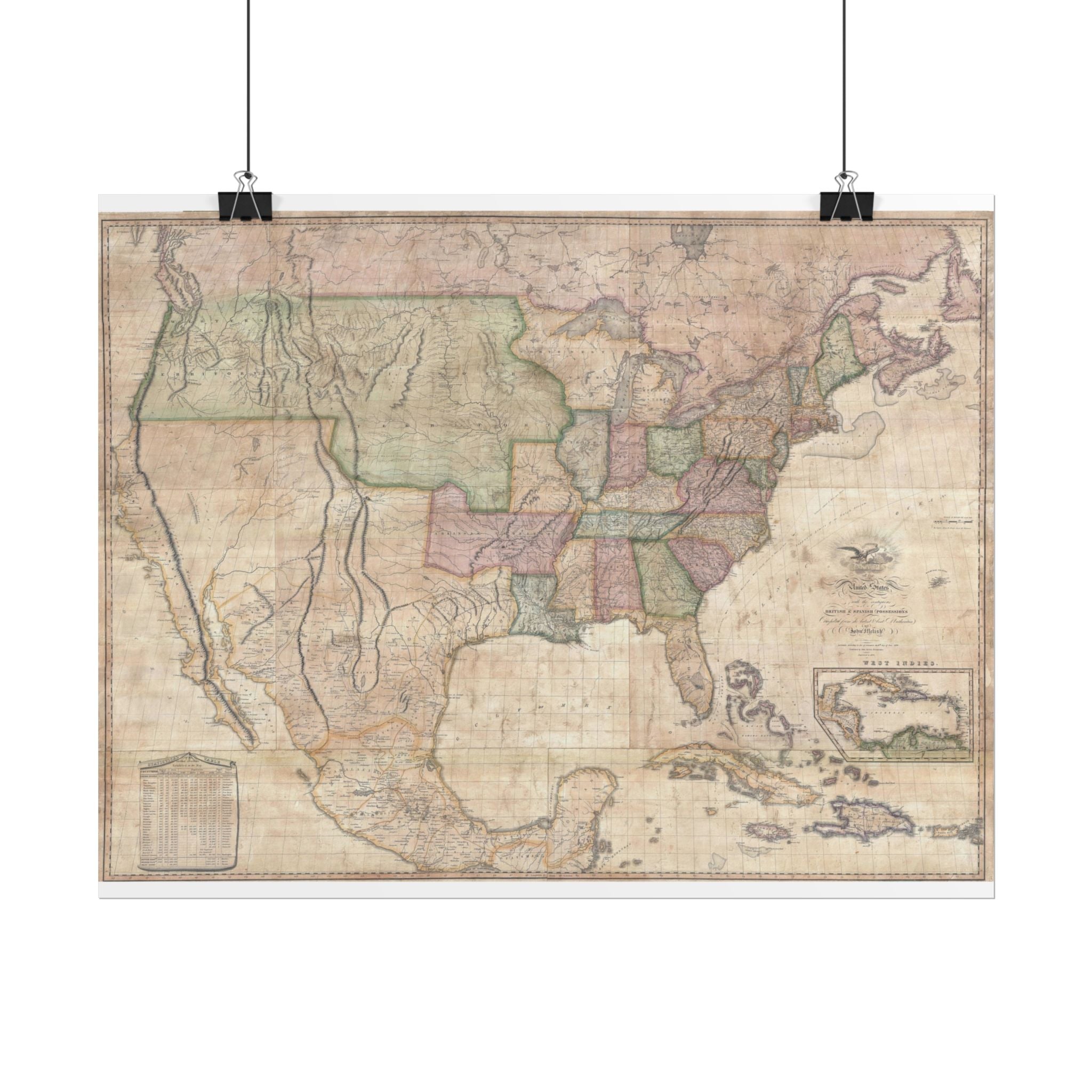 United States of America Historic Map (c. 1822) Rolled Poster | Vintage Map Wall Art