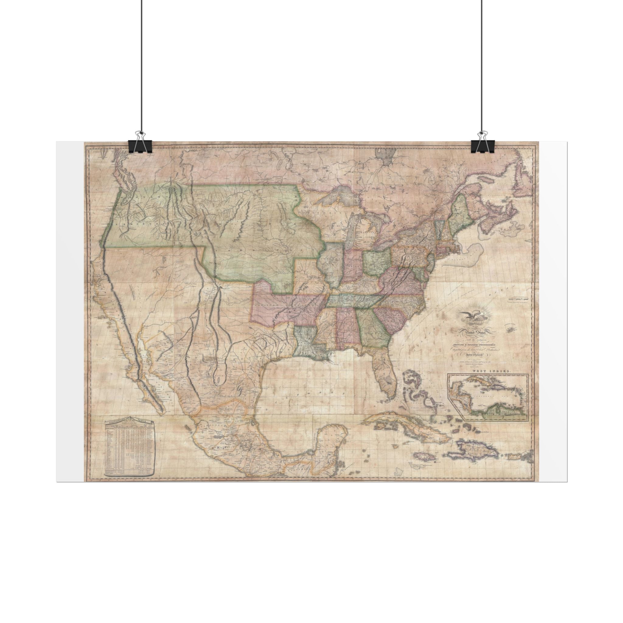 United States of America Historic Map (c. 1822) Rolled Poster | Vintage Map Wall Art