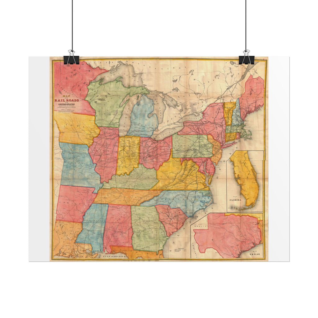 United States of America Historic Map (c. 1852) Rolled Poster | Vintage Map Wall Art