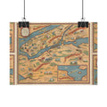 New York City, New York Historic Map (c. 1932) Rolled Poster | Antique City Map Wall Art