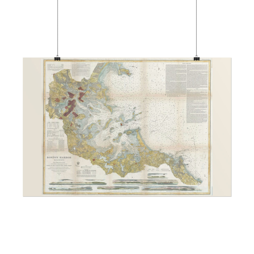 Boston Harbor (c. 1867) Historic City Map Rolled Poster | Antique Map Wall Art