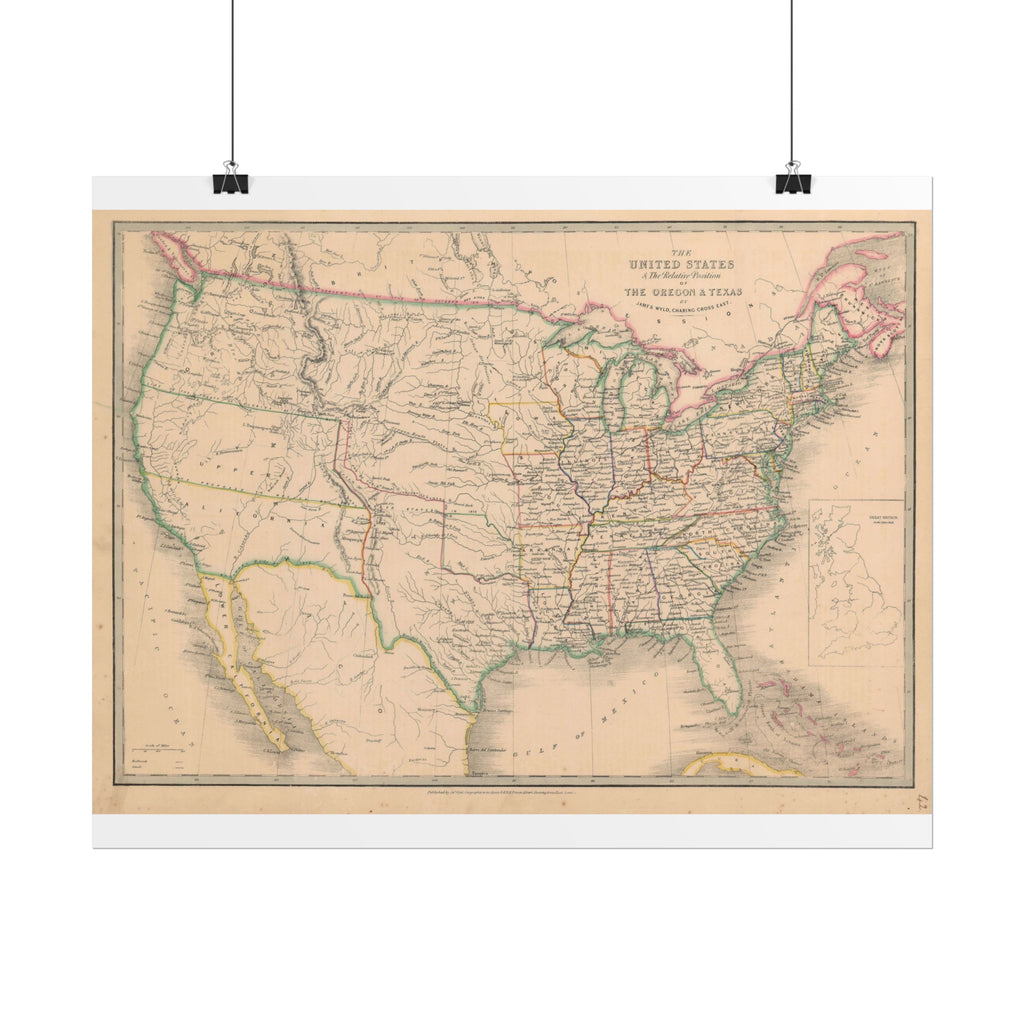 United States of America Historic Map (c. 1850) Rolled Poster | Vintage Map Wall Art