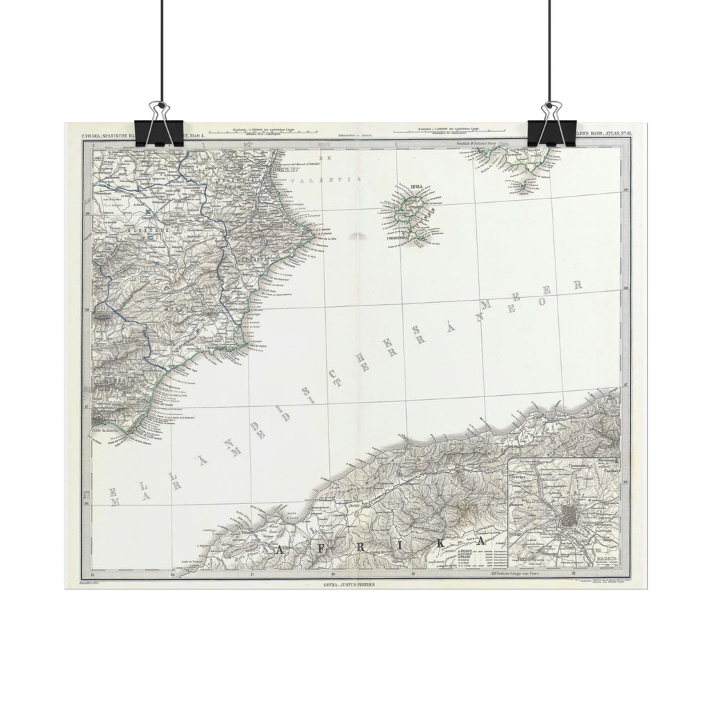 Ibiza, Spain Historic City Map (c. 1880) Rolled Poster | Vintage Map Wall Art