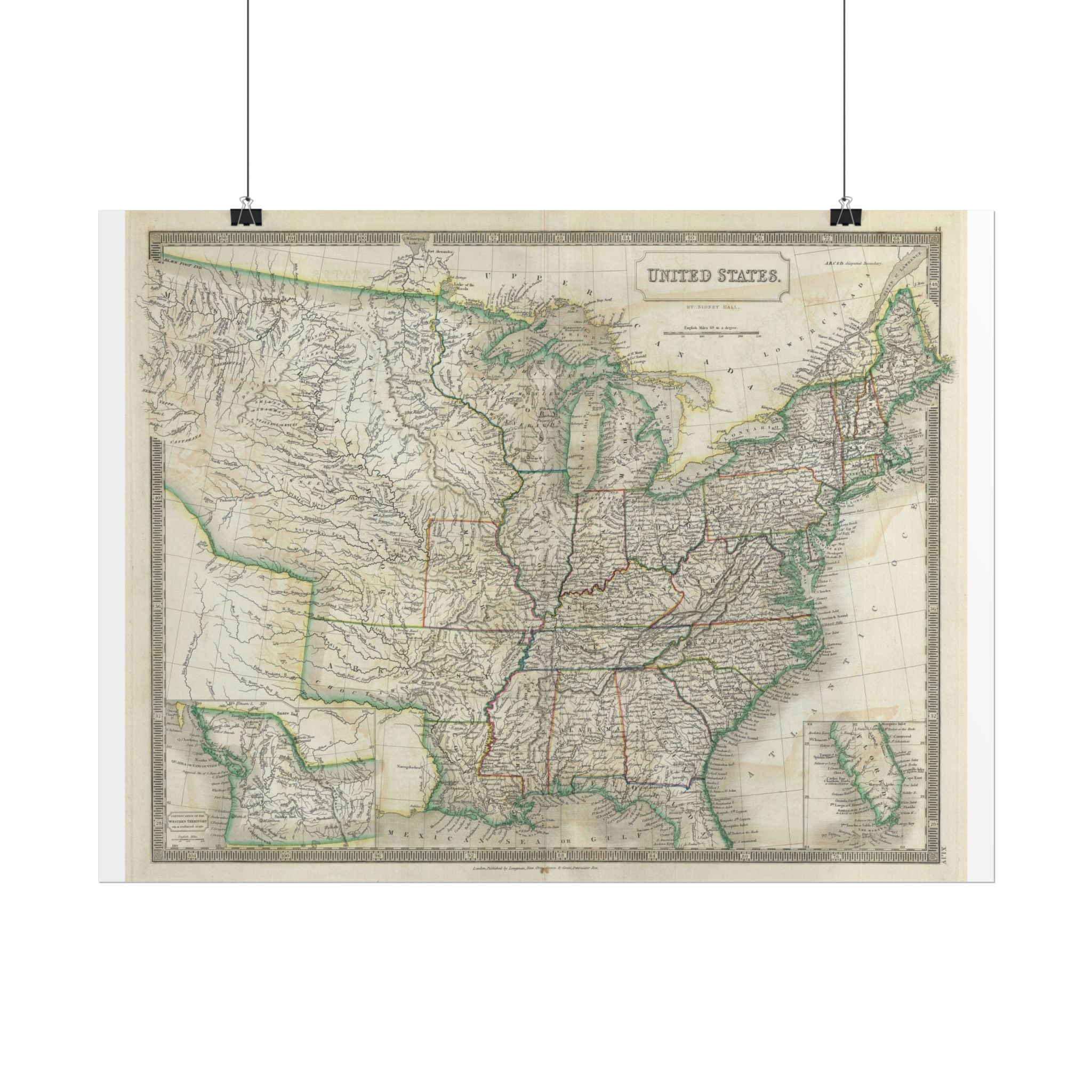 United States of America Historic Map (c. 1835) Rolled Poster | Vintage Map Wall Art