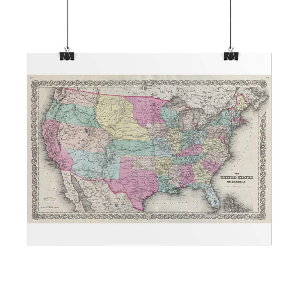 United States of America Historic Map (c. 1856) Rolled Poster | Vintage Map Wall Art