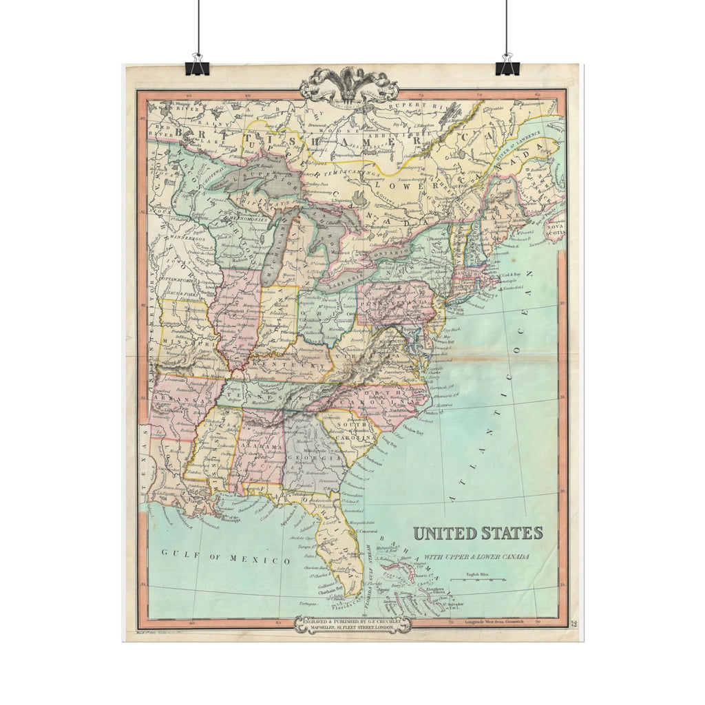United States of America Historic Map (c. 1850) Rolled Poster | Vintage Map Wall Art