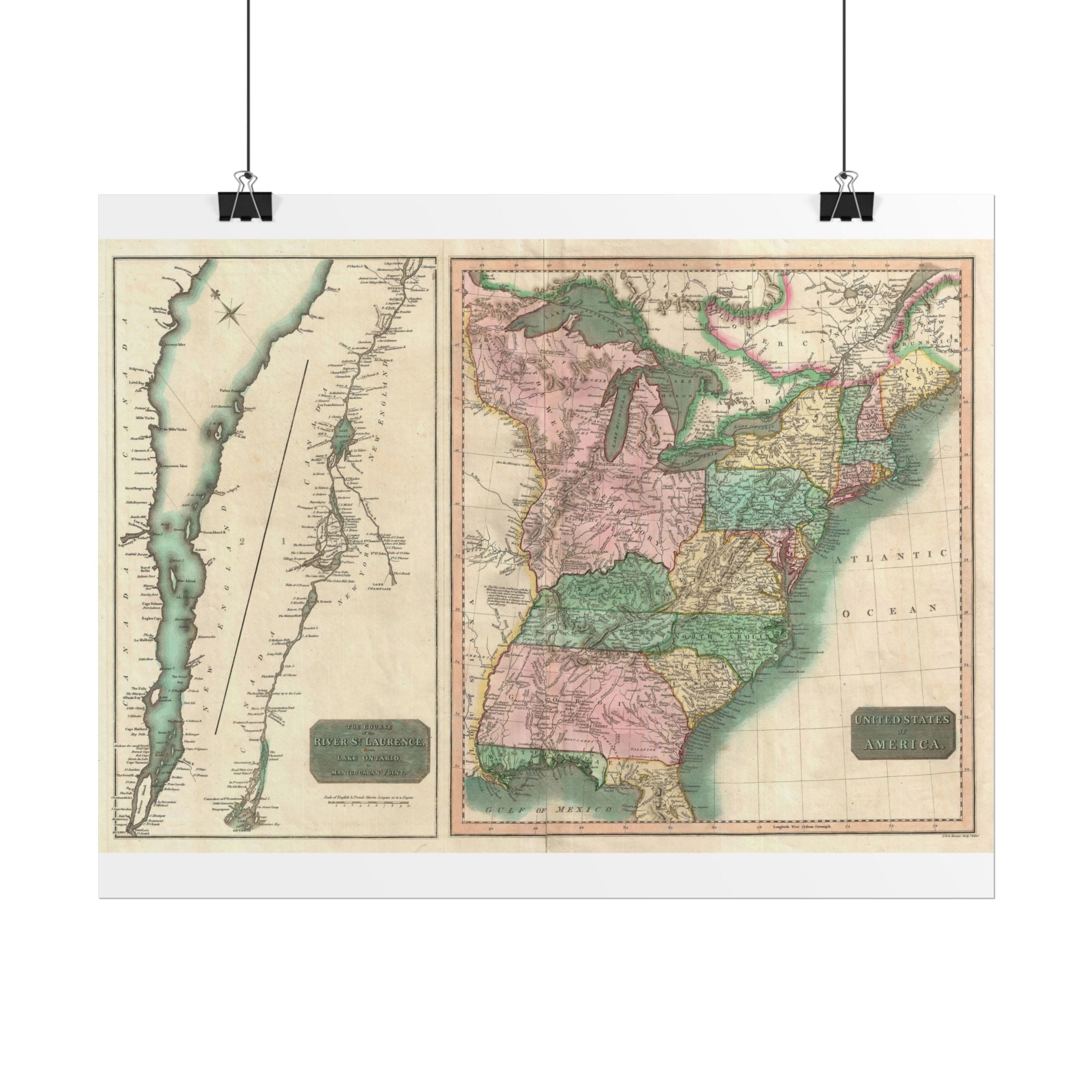 United States of America Historic Map (c. 1814) Rolled Poster | Vintage Map Wall Art
