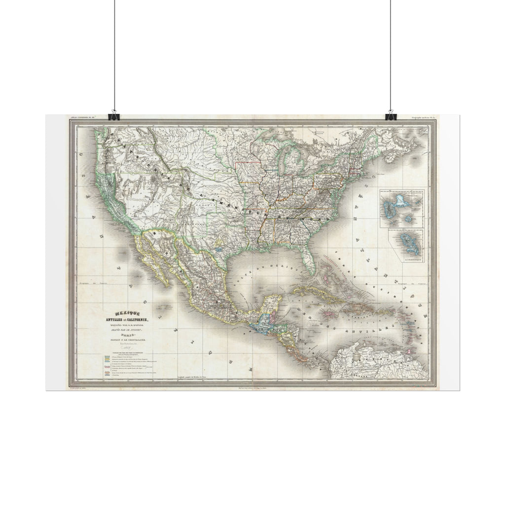 United States of America Historic Map (c. 1858) Rolled Poster | Vintage Map Wall Art