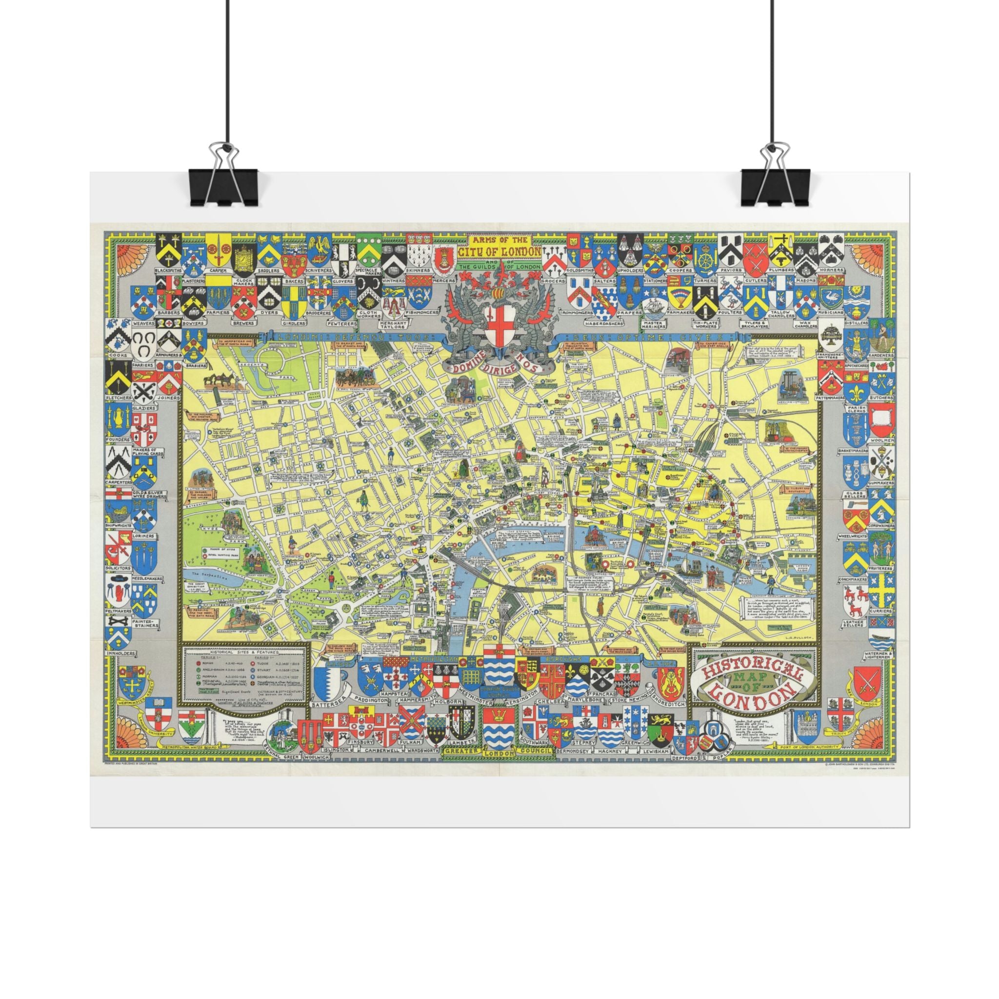 London, England Historic City Map (c. 1978) Rolled Poster | Vintage Map Wall Art