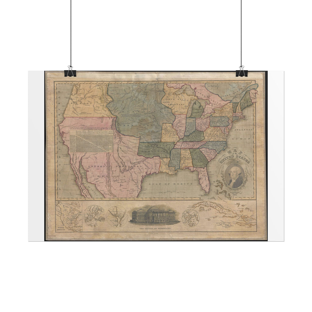 United States of America Historic Map (c. 1831) Rolled Poster | Vintage Map Wall Art
