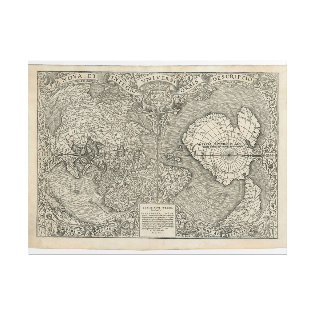 World Atlas Historic Map (c. 1540) Rolled Poster | Vintage Map Wall Art