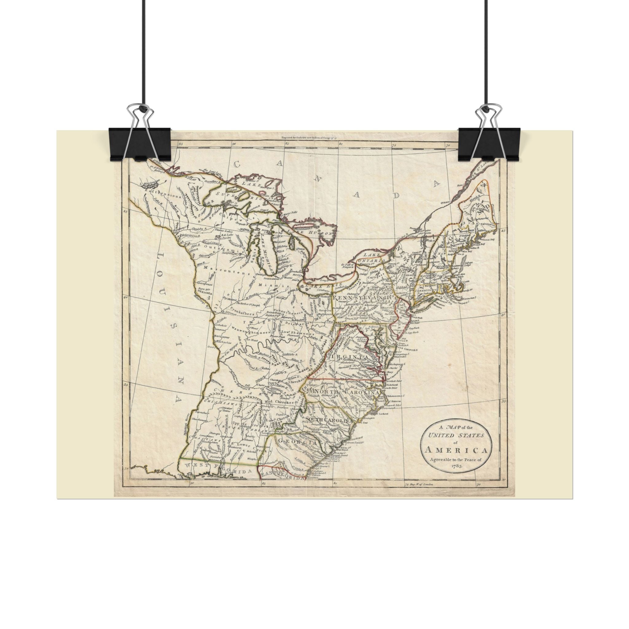 United States of America Historic Map (c. 1783) Rolled Poster | Antique Map Wall Art