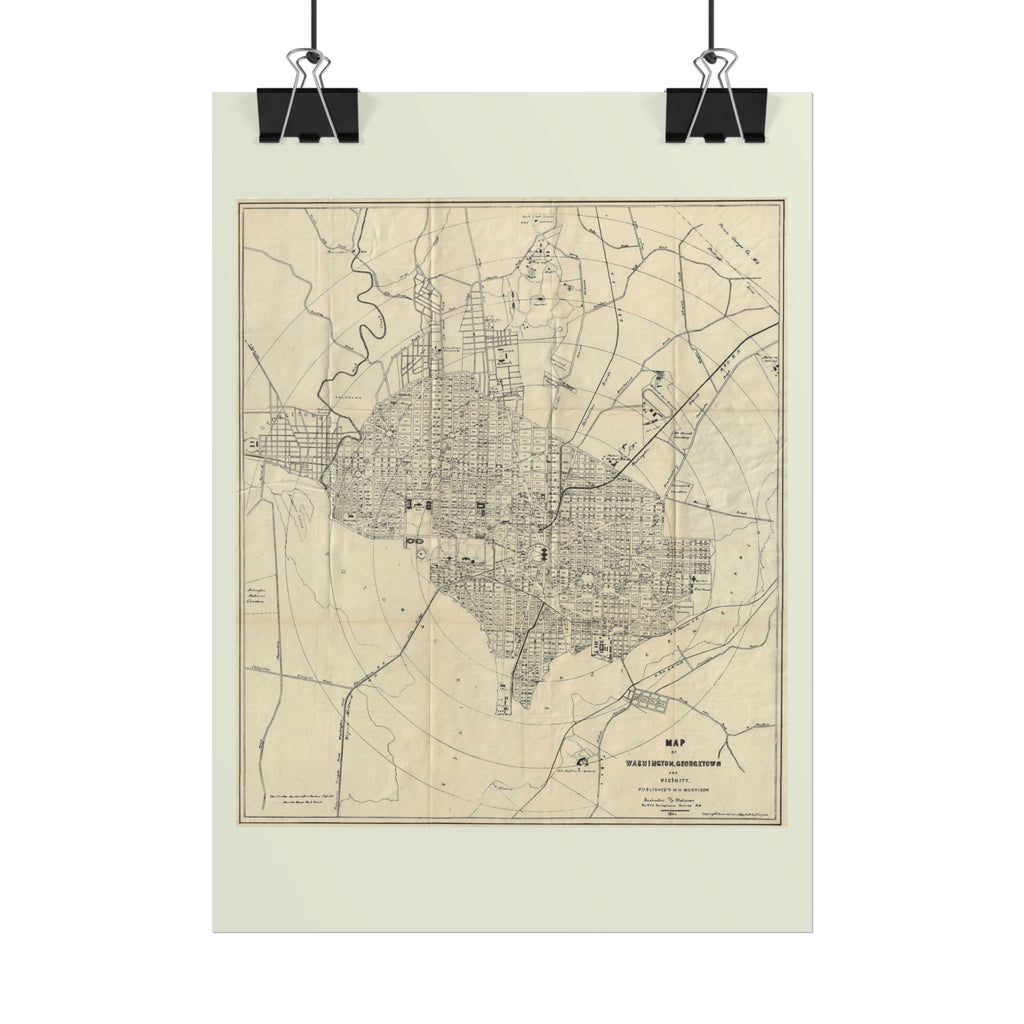 Washington DC (c. 1883) Historic City Map Rolled Poster | Vintage Map Wall Art