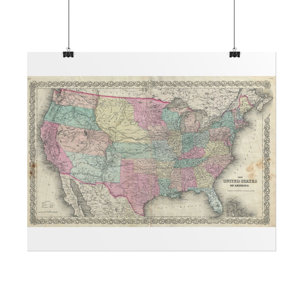 United States of America Historic Map (c. 1856) Rolled Poster | Vintage Map Wall Art